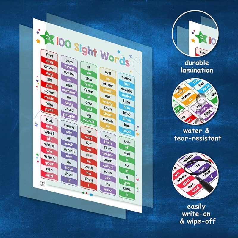 Education & Crafts |  26 Set Of 50 Educational Posters For Kids – Multiplication Chart, Alphabet, Periodic Table, Solar, Usa, World, Map, Sight Words, Homeschool Supplies, Classroom Decorations – Laminated & Flat, 17X11 Education & Crafts Education & Crafts