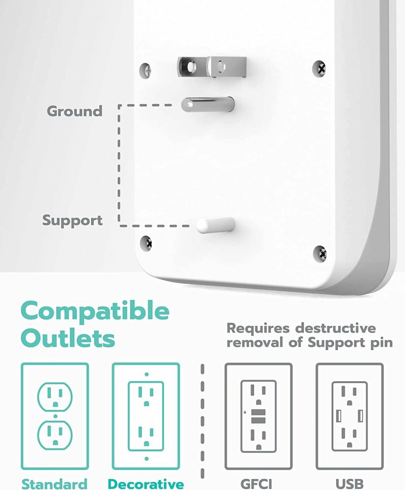 Education & Crafts |  3-Outlet Wall Mount Surge Protector, 900 Joules, 4 Usb 4.8 Amp Usb Charging Ports, Phone Holder Cradle For Home, School Or Office, Etl Certified Education & Crafts Education & Crafts