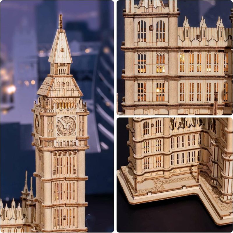 Education & Crafts |  3D Puzzle For Adults Wooden Craft Kits For Teens Diy Construction Model Kit With Led Light To Build Educational Big Ben Set Toys Education & Crafts Big Ben