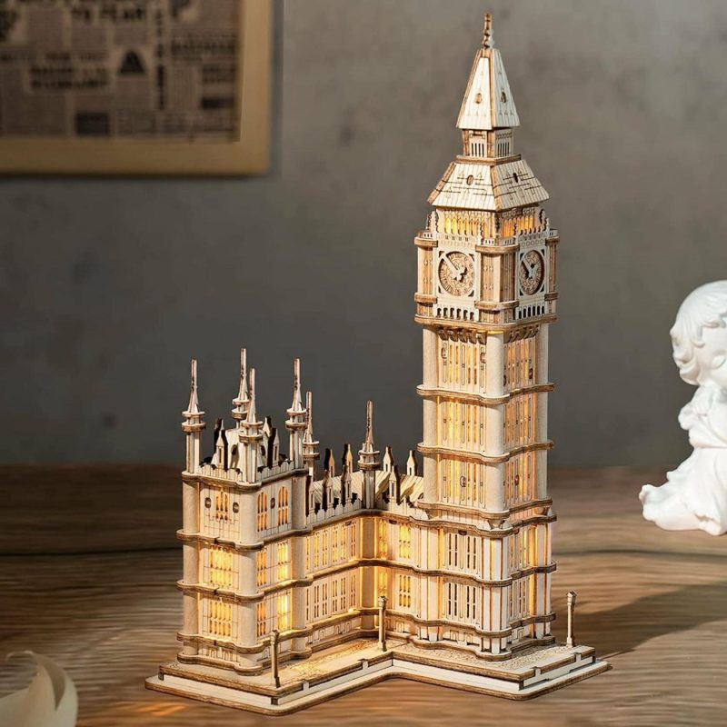 Education & Crafts |  3D Puzzle For Adults Wooden Craft Kits For Teens Diy Construction Model Kit With Led Light To Build Educational Big Ben Set Toys Education & Crafts Big Ben