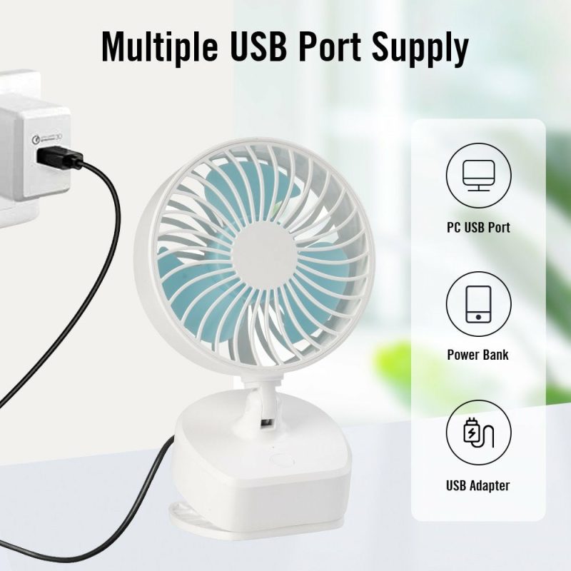 Education & Crafts |  4 Inch Clip On Fan Personal Cooling Fan Desk Fan Battery Operated Fan Mini Car Fan Sturdy Clamp 3 Speeds Quiet Adjustable Tilt For Bedroom Office Desktop Treadmill White Education & Crafts Blue