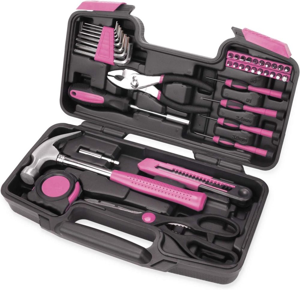 Education & Crafts |  40-Piece All Purpose Household Pink Tool Kit For Girls, Ladies And – Includes All Essential Tools For Home, Garage, Office And College Dormitory Use Education & Crafts Education & Crafts