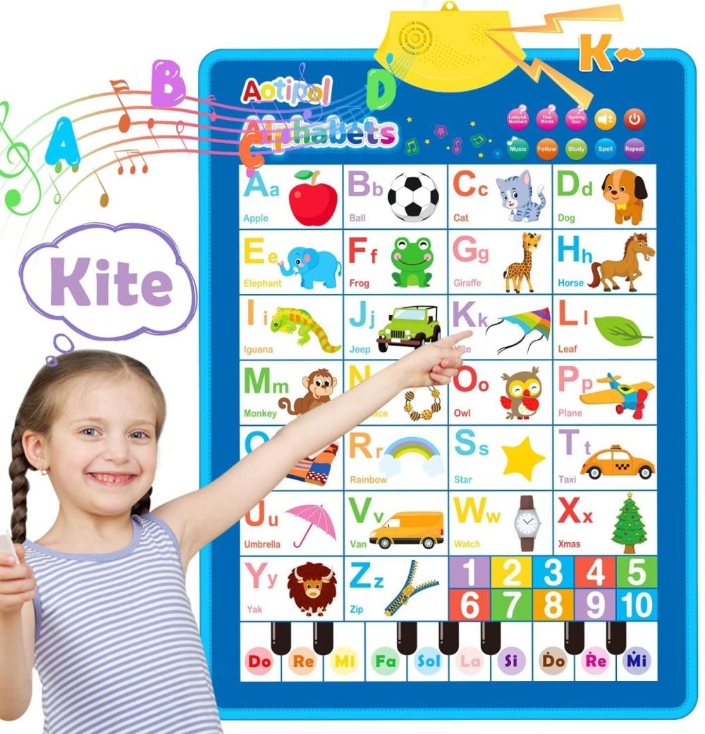 Education & Crafts |  Aotipol Electronic Interactive Alphabet Wall Chart, Talking Abc & 123 & Piano Tone Poster, Educational Toys For 3 4 5 Year Old Boys Girls, Toddlers Kids Learning Toys Education & Crafts ABCs & 123s