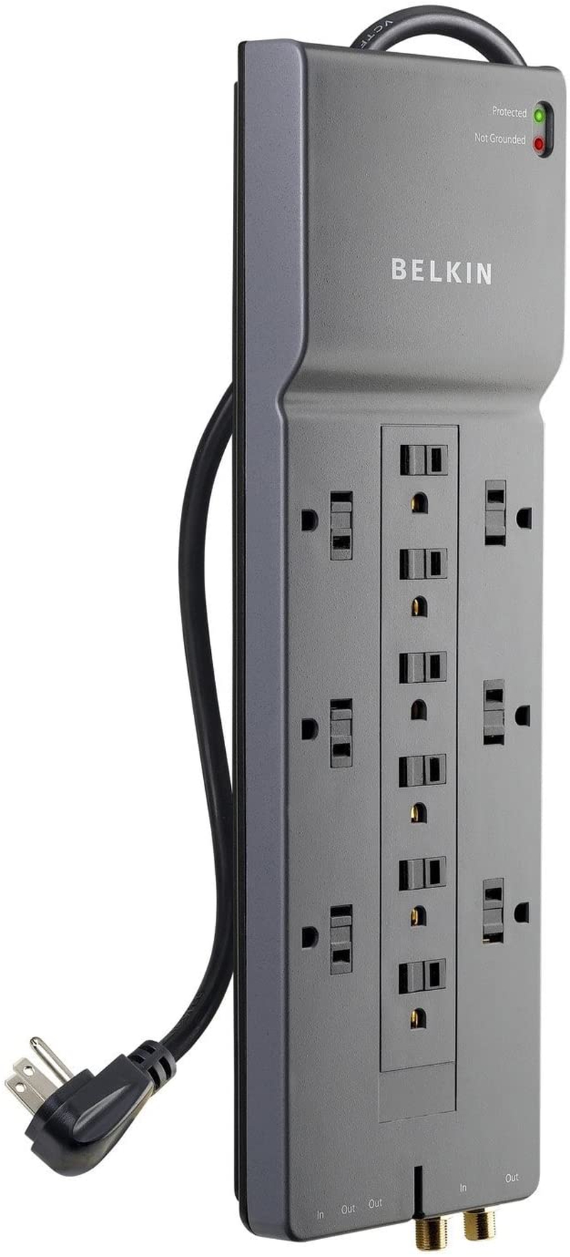 Education & Crafts |  Belkin Power Strip Surge Protector Long Flat Plug Heavy Duty Extension Cord For Home, Office, Travel, Computer Desktop, Laptop & Phone Charging Brick (3,940 Joules) Education & Crafts Belkin Components