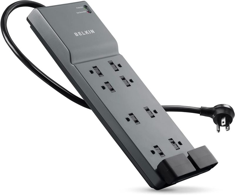 Education & Crafts |  Belkin Power Strip Surge Protector Long Flat Plug Heavy Duty Extension Cord For Home, Office, Travel, Computer Desktop, Laptop & Phone Charging Brick (3,940 Joules) Education & Crafts Belkin Components