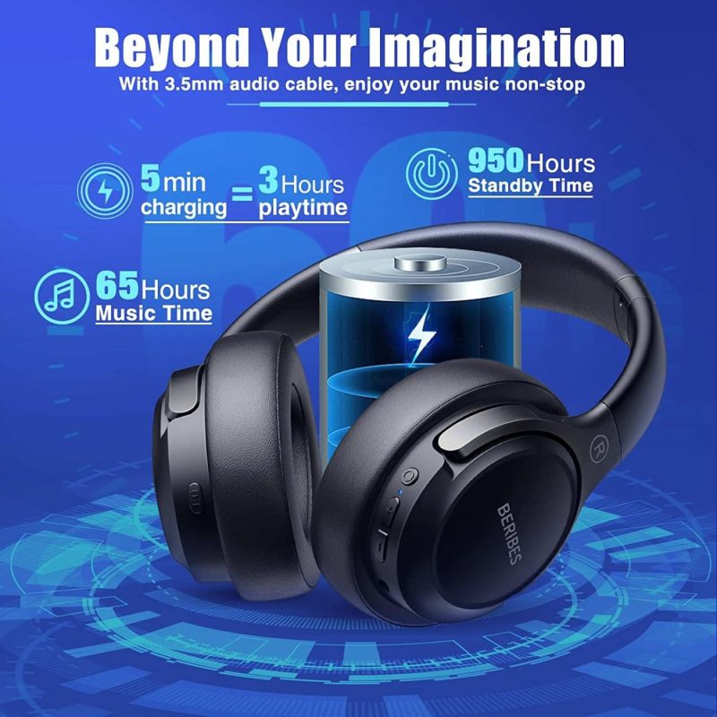 Education & Crafts |  Bluetooth Headphones Over Ear, 65H Playtime And 3 Eq Music Modes Wireless Headphones With Microphone, Hifi Stereo Foldable Lightweight Headset, Deep Bass For Home Office Cellphone Pc Tv Education & Crafts BERIBES