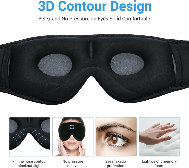 Education & Crafts |  Bluetooth Sleep Eye Mask 3D Sleep Headphone With Headphones With Speakers And Microphone, Wireless Music Sleeping Eye Mask Washable Earbuds For Side Sleeper, Air Travel, Office Nap, Meditation Education & Crafts black