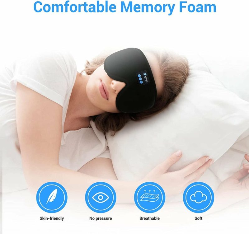 Education & Crafts |  Bluetooth Sleep Eye Mask 3D Sleep Headphone With Headphones With Speakers And Microphone, Wireless Music Sleeping Eye Mask Washable Earbuds For Side Sleeper, Air Travel, Office Nap, Meditation Education & Crafts black