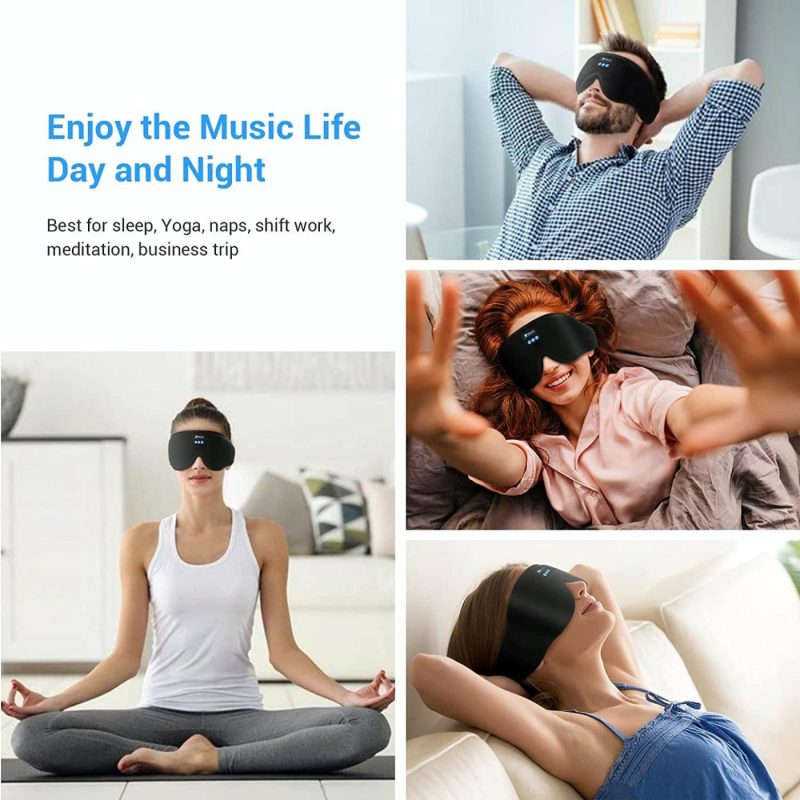 Education & Crafts |  Bluetooth Sleep Eye Mask 3D Sleep Headphone With Headphones With Speakers And Microphone, Wireless Music Sleeping Eye Mask Washable Earbuds For Side Sleeper, Air Travel, Office Nap, Meditation Education & Crafts black