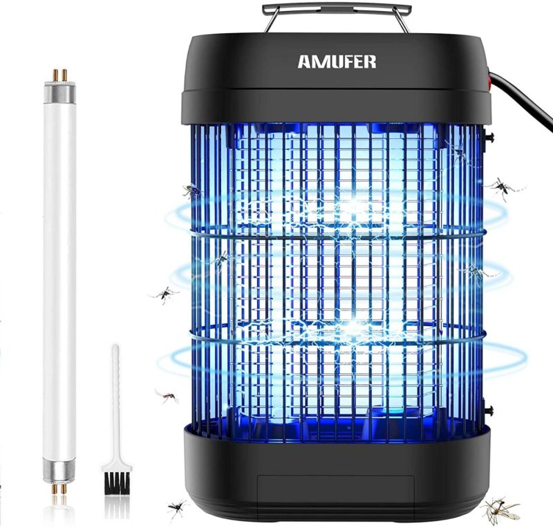 Education & Crafts |  Bug Zapper, Amufer Effective 1800V Electric Mosquito Zapper Killer Trap Fly Zapper Insect Zapper With 2 Powerful Metal Grids For Commercial Industrial Home Office (Repalcement Bulb + Brush Included) Education & Crafts AMUFER