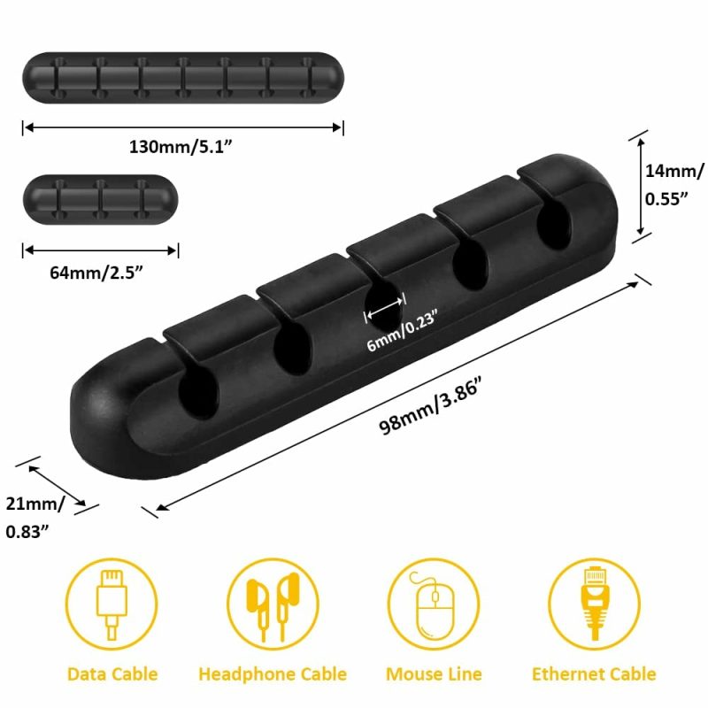 Education & Crafts |  Cable Clips, 3 Packs Cord Management Organizer, Silicone Adhesive Hooks, Wire Cord Holder For Power Cords And Charging Accessory Cables, Mouse Cable, Pc, Office And Home (7, 5 And 3 Slots) Education & Crafts Baskiss