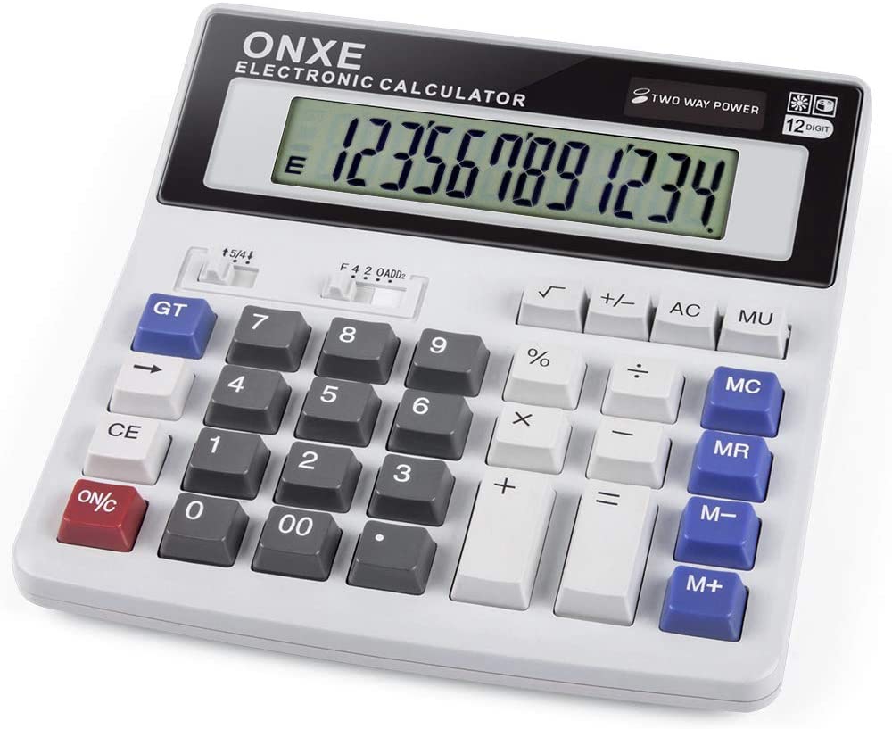 Education & Crafts |  Calculator, Onxe Standard Function Scientific Electronics Desktop Calculators, Dual Power, Big Button 12 Digit Large Lcd Display, Handheld For Daily And Basic Office (White) Education & Crafts Education & Crafts