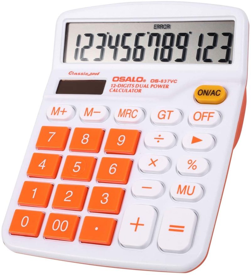 Education & Crafts |  Calculator,Standard Function Desktop Calculators,Basic Financial Calculator Solar Powered Accounting Calculator 12 Digit Lcd Display Calculators,Office And Home Calculator Education & Crafts AOGELI