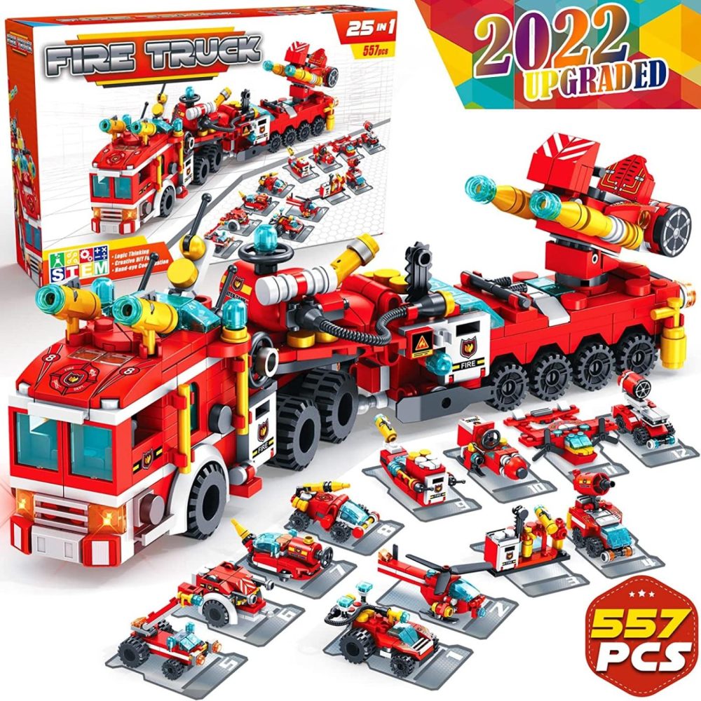 Education & Crafts |  Construction Building Toys For Kids – 25 In 1 Fire Truck Boat Helicopter Car Toy Building Blocks Model Kit Educational Stem Activities Gifts For Boys Girls Teen Age 6 7 8 9 10 11 12 Year Old Education & Crafts Education & Crafts