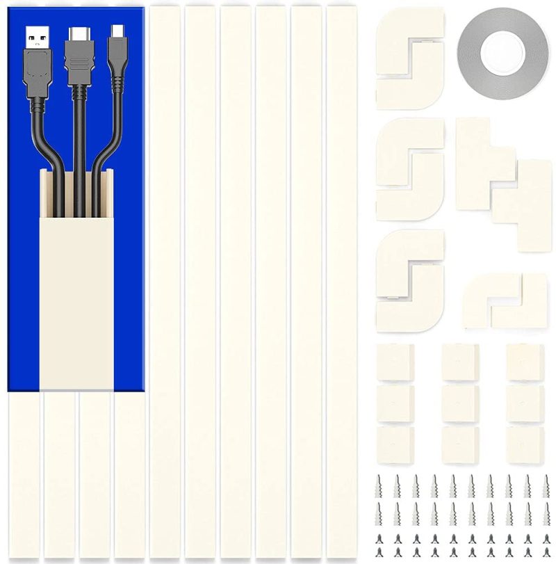 Education & Crafts |  Cord Cover Raceway Kit, 157In Cable Cover Channel, Paintable Cord Concealer System Cable Hider, Cord Wires, Hiding Wall Mount Tv Powers Cords In Home Office Education & Crafts Beige