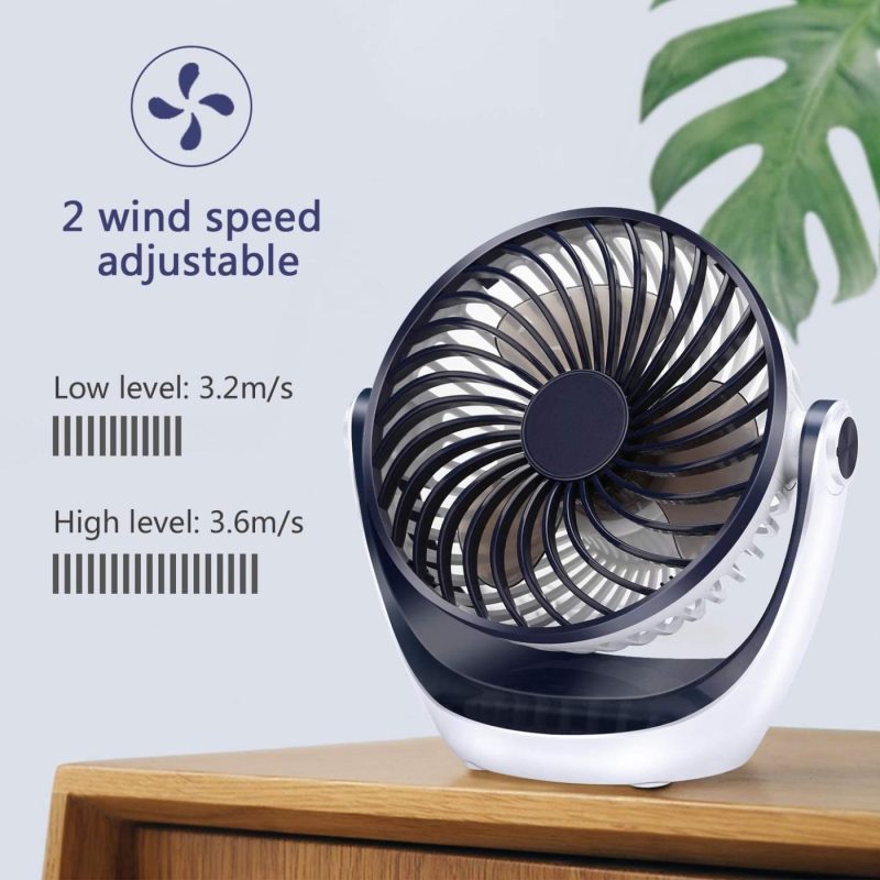 Education & Crafts |  Desk Fan Small Table Fan With Strong Airflow Quiet Operation Portable Fan Speed Adjustable Head 360°Rotatable Mini Personal Fan For Home Office Bedroom Table And Desktop 5.1 Inch Education & Crafts Aluan