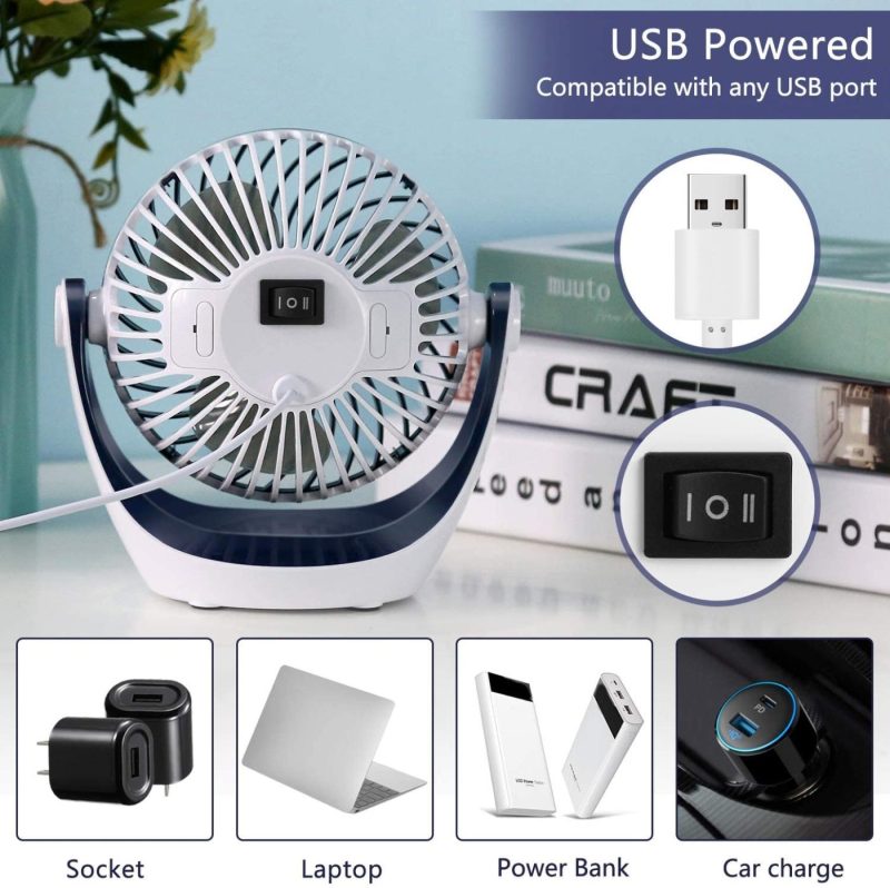 Education & Crafts |  Desk Fan Small Table Fan With Strong Airflow Quiet Operation Portable Fan Speed Adjustable Head 360°Rotatable Mini Personal Fan For Home Office Bedroom Table And Desktop 5.1 Inch Education & Crafts Aluan