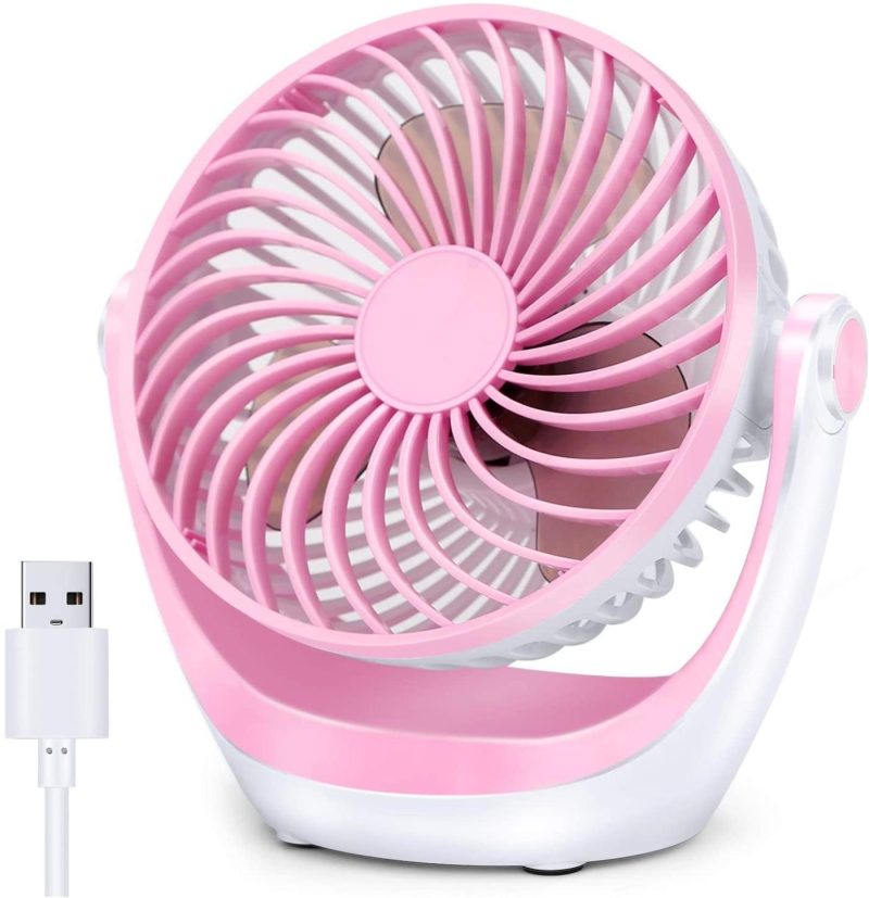 Education & Crafts |  Desk Fan Small Table Fan With Strong Airflow Quiet Operation Portable Fan Speed Adjustable Head 360°Rotatable Mini Personal Fan For Home Office Bedroom Table And Desktop 5.1 Inch Education & Crafts Aluan