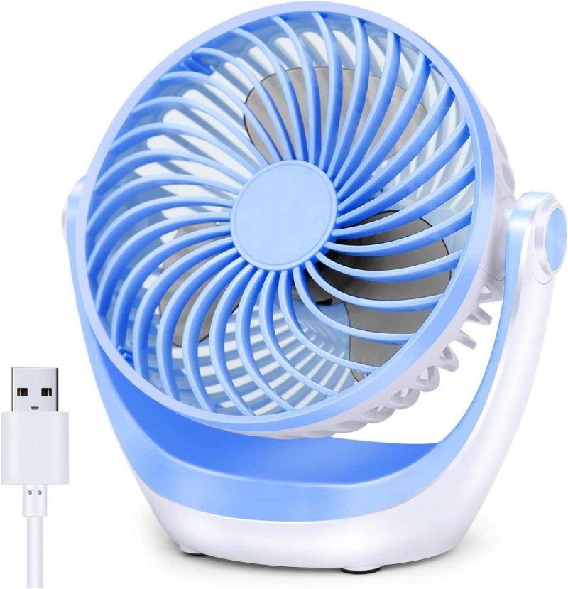 Education & Crafts |  Desk Fan Small Table Fan With Strong Airflow Quiet Operation Portable Fan Speed Adjustable Head 360°Rotatable Mini Personal Fan For Home Office Bedroom Table And Desktop 5.1 Inch Education & Crafts Aluan