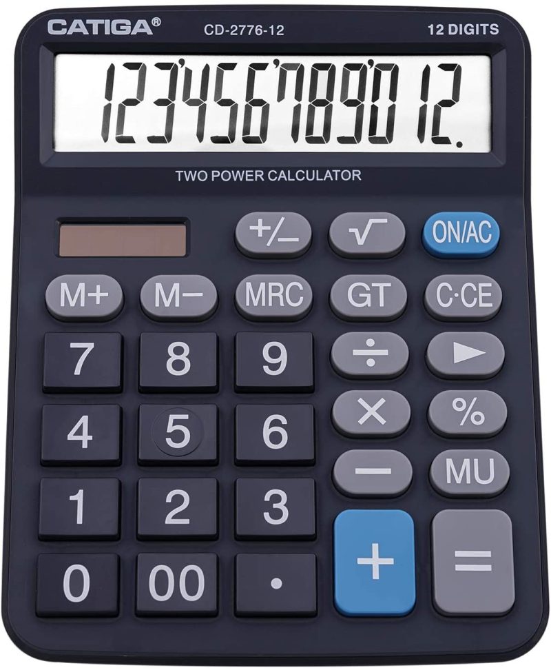 Education & Crafts |  Desktop Calculator 12 Digit With Large Lcd Display And Sensitive Button, Solar And Battery Dual Power, Standard Function For Office, Home, School, Cd-2786 (Pink) Education & Crafts black