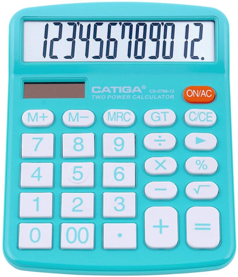 Education & Crafts |  Desktop Calculator 12 Digit With Large Lcd Display And Sensitive Button, Solar And Battery Dual Power, Standard Function For Office, Home, School, Cd-2786 (Pink) Education & Crafts black