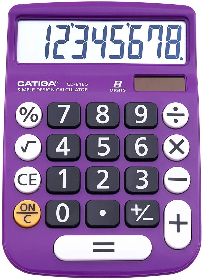 Education & Crafts |  Desktop Calculator 12 Digit With Large Lcd Display And Sensitive Button, Solar And Battery Dual Power, Standard Function For Office, Home, School, Cd-2786 (Pink) Education & Crafts black