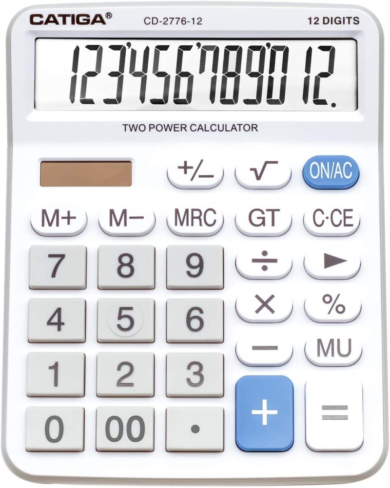 Education & Crafts |  Desktop Calculator 12 Digit With Large Lcd Display And Sensitive Button, Solar And Battery Dual Power, Standard Function For Office, Home, School, Cd-2786 (Pink) Education & Crafts black