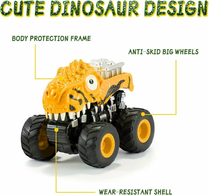 Education & Crafts |  Dinosaur Toys Pull Back Cars, 2 Pack Monster Truck For 3+ Year Old Boy , Educational Push And Go Friction Powered Cars, Easter Birthday Gifts For 3 4 5 6 Year Old Boys Girls(Yellow) Education & Crafts Blue