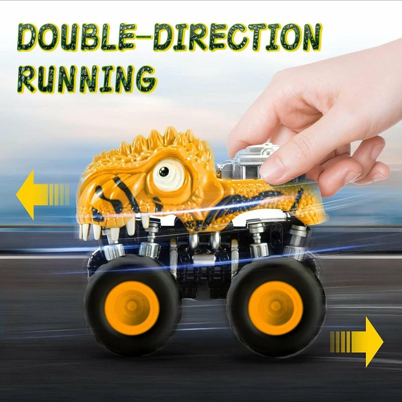 Education & Crafts |  Dinosaur Toys Pull Back Cars, 2 Pack Monster Truck For 3+ Year Old Boy , Educational Push And Go Friction Powered Cars, Easter Birthday Gifts For 3 4 5 6 Year Old Boys Girls(Yellow) Education & Crafts Blue