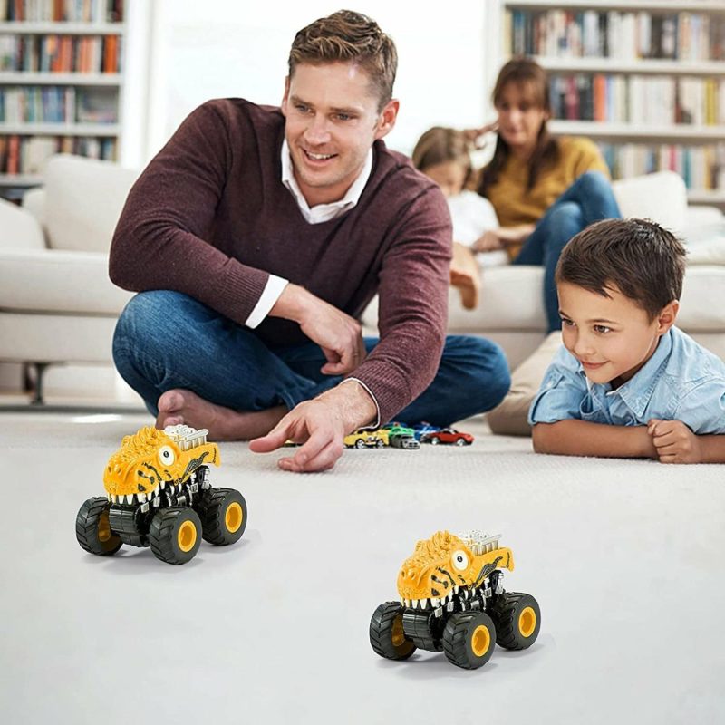 Education & Crafts |  Dinosaur Toys Pull Back Cars, 2 Pack Monster Truck For 3+ Year Old Boy , Educational Push And Go Friction Powered Cars, Easter Birthday Gifts For 3 4 5 6 Year Old Boys Girls(Yellow) Education & Crafts Blue