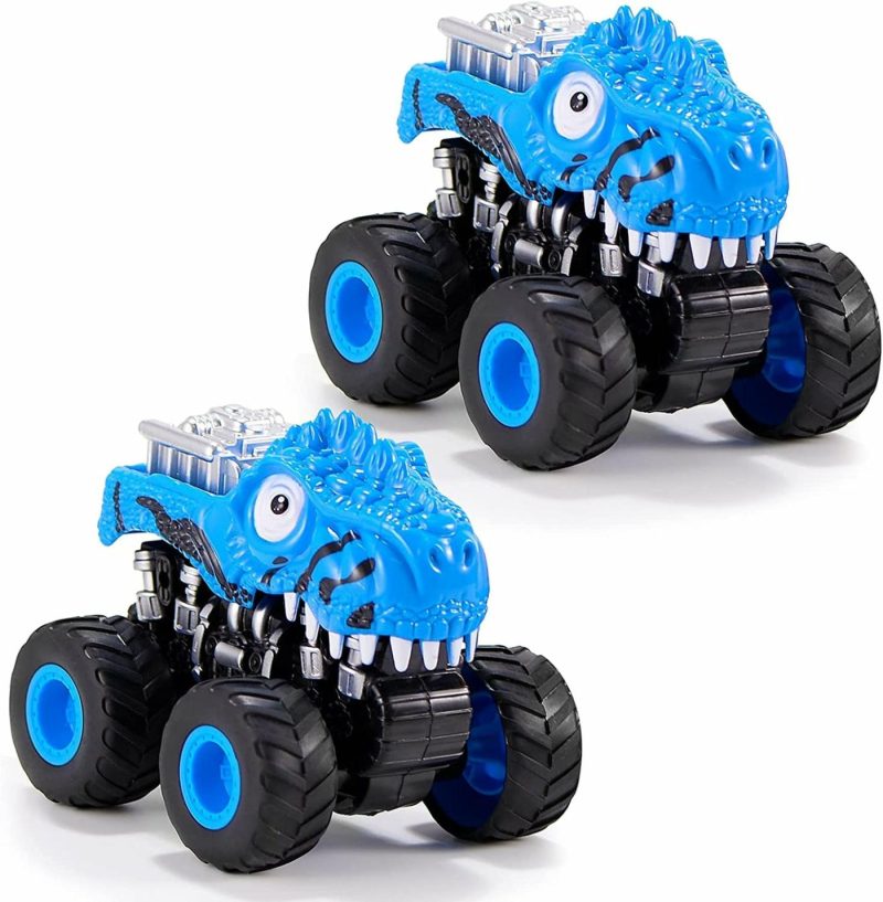 Education & Crafts |  Dinosaur Toys Pull Back Cars, 2 Pack Monster Truck For 3+ Year Old Boy , Educational Push And Go Friction Powered Cars, Easter Birthday Gifts For 3 4 5 6 Year Old Boys Girls(Yellow) Education & Crafts Blue