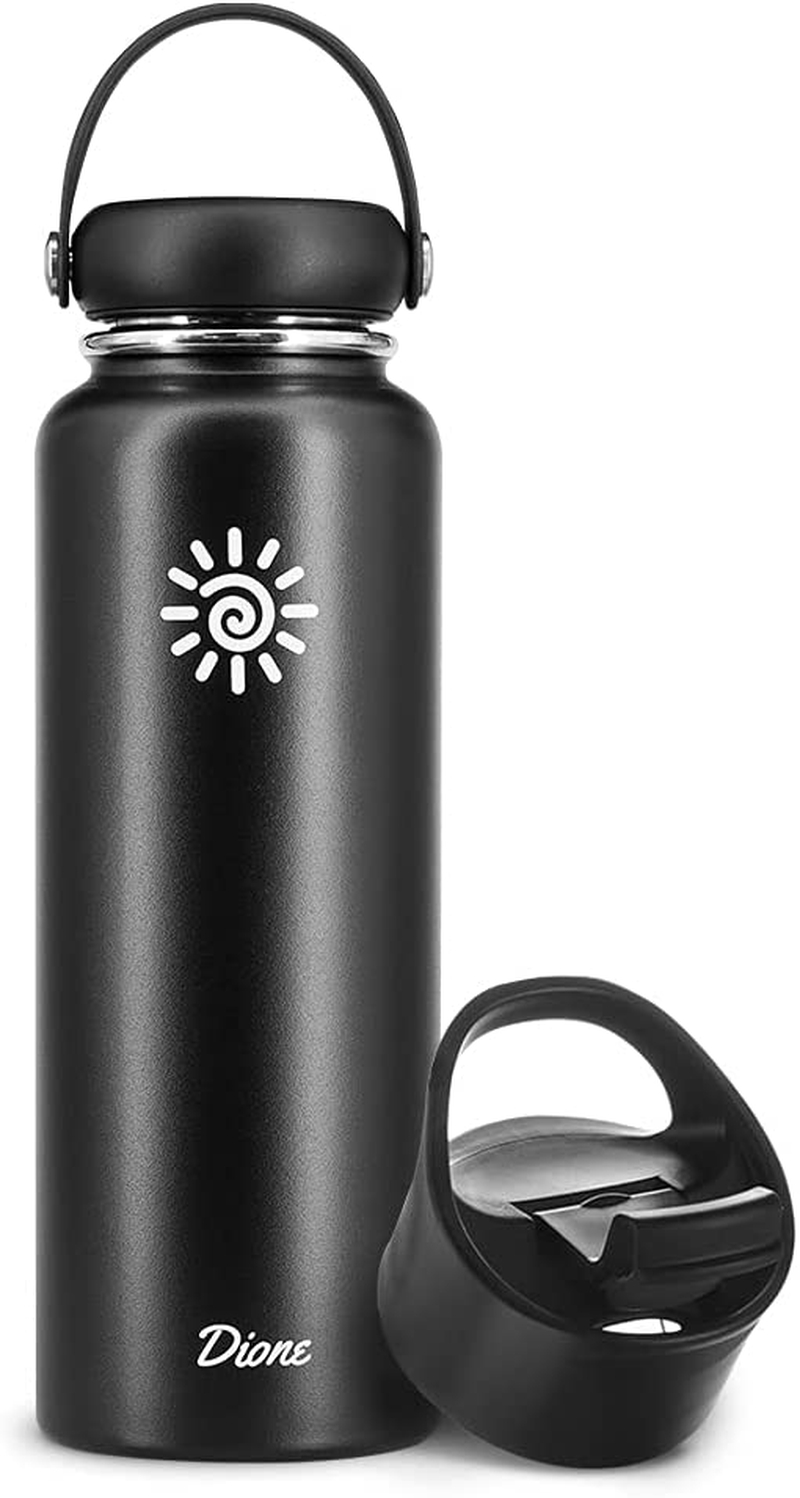 Education & Crafts |  Dione Water Bottle 40 Oz. Flask Double Wall Stainless Steel & Vacuum Insulated (Black) Sport Hydro Container For Home, Office, School, Outdoor Camping (Standard Mouth / Leak Proof / Bpa Free Cap) Education & Crafts Dione