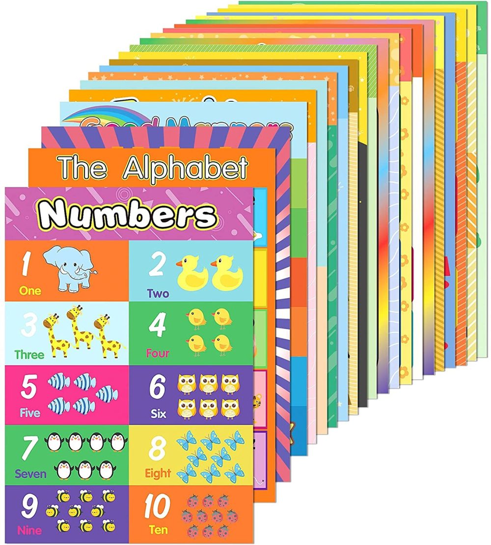 Education & Crafts |  Eaone 22 Pack Classroom Posters, Classroom Supplies Kindergarten School Homeschool Teaching Materials Educational Posters Laminated Prek Learning Alphabet With 100 Pcs Glue Point Dot(15.75 X 11 Inch) Education & Crafts EAONE