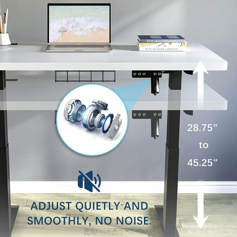 Education & Crafts |  Electric Standing Desk, 40 X 24 Inches Adjustable Height Desk, Usb Charge Ports Stand Up Desk, Sit Stand Home Office Desk With Splice Board/Black Frame/White Top Education & Crafts black