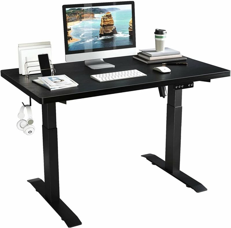 Education & Crafts |  Electric Standing Desk, 40 X 24 Inches Adjustable Height Desk, Usb Charge Ports Stand Up Desk, Sit Stand Home Office Desk With Splice Board/Black Frame/White Top Education & Crafts black