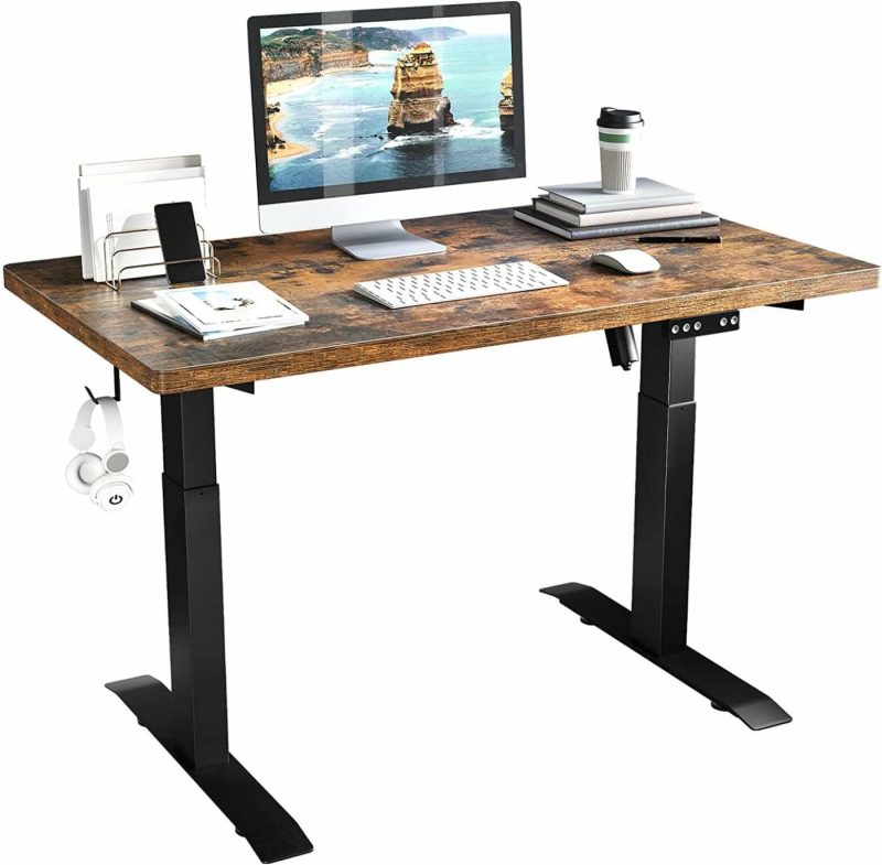 Education & Crafts |  Electric Standing Desk, 40 X 24 Inches Adjustable Height Desk, Usb Charge Ports Stand Up Desk, Sit Stand Home Office Desk With Splice Board/Black Frame/White Top Education & Crafts black