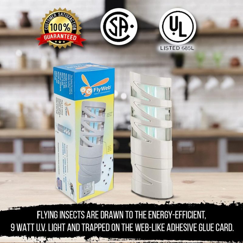 Education & Crafts |  Gardner Flyweb Classic Fly Light – Attract And Trap Fruit Flies, Mosquitoes, And Other Flying Insects – Plugs Into Outlet – Non-Toxic Glueboard – Great For Homes, Kitchens, Bedrooms, Offices, Workspaces – 9 Watt Uv – Made In Usa Education & Crafts Education & Crafts