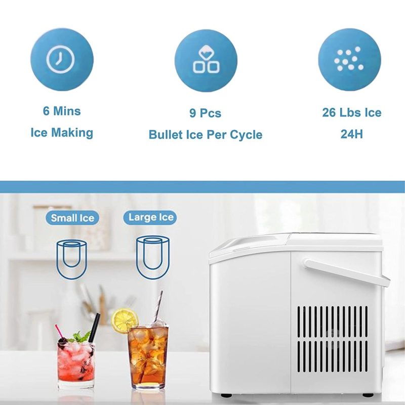 Education & Crafts |  Ice Maker Machine Countertop, 9 Cubes Ready In 6 Mins,27Lbs/24Hrs,2 Sizes Of Bullet Ice.Self-Cleaning Ice Machine With Ice Scoop And Basket,For Home Kitchen,Office,Bar & Party Appliances Appliances