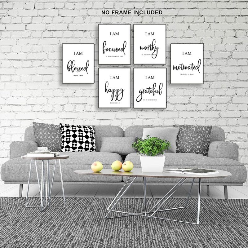 Education & Crafts |  Inspirational Wall Art – Motivational Wall Art – Office & Bedroom Wall Decor – Positive Quotes & Sayings – Daily Affirmations For Men, & Kids – Black & White Poster Prints (8X10, Set Of 6, No Frame) Education & Crafts Education & Crafts