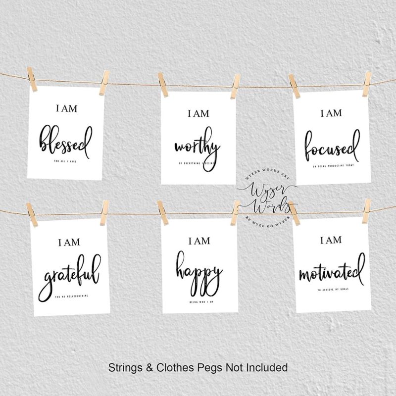 Education & Crafts |  Inspirational Wall Art – Motivational Wall Art – Office & Bedroom Wall Decor – Positive Quotes & Sayings – Daily Affirmations For Men, & Kids – Black & White Poster Prints (8X10, Set Of 6, No Frame) Education & Crafts Education & Crafts