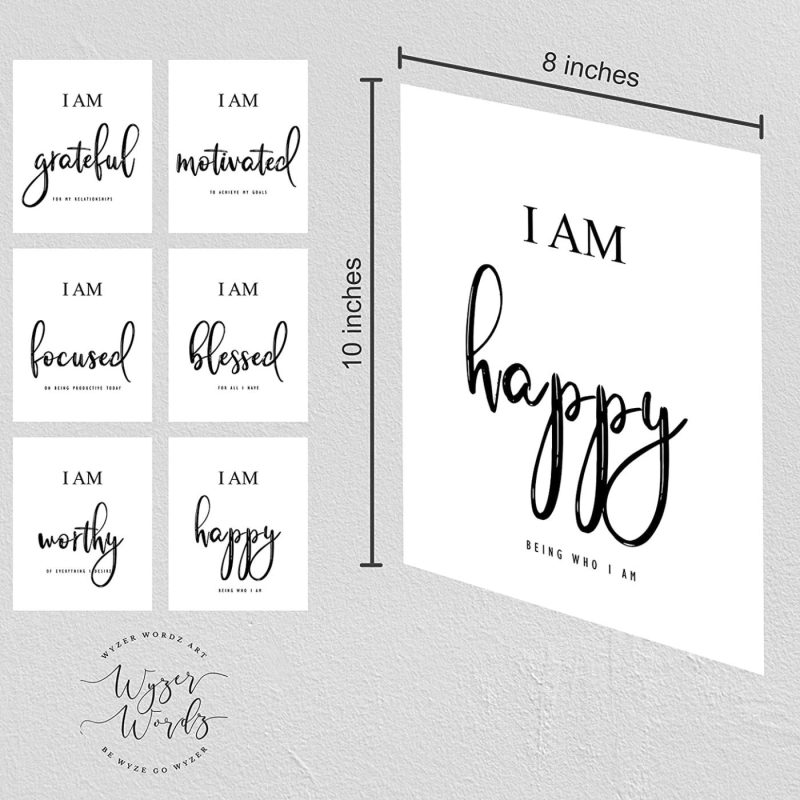 Education & Crafts |  Inspirational Wall Art – Motivational Wall Art – Office & Bedroom Wall Decor – Positive Quotes & Sayings – Daily Affirmations For Men, & Kids – Black & White Poster Prints (8X10, Set Of 6, No Frame) Education & Crafts Education & Crafts