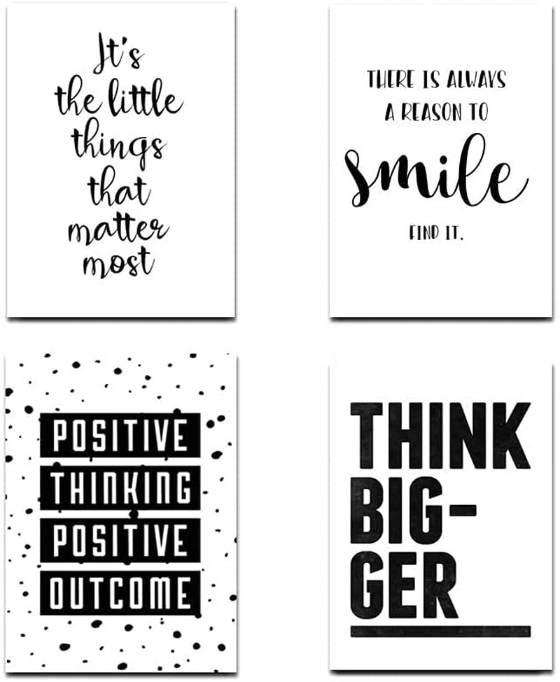 Education & Crafts |  Inspirational Wall Art Poster Prints Motivational Quotes Canvas Prints Set Of 4 (A4) Unframed Black And White Wall Art Pictures Kids Room Office Wall Decor Education & Crafts Education & Crafts