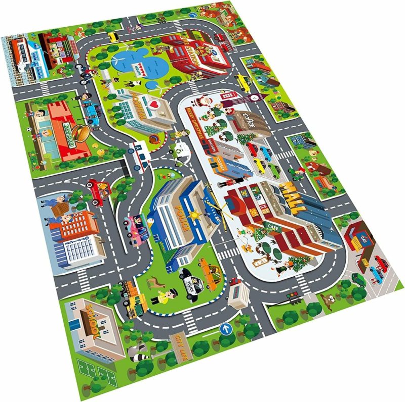 Education & Crafts |  Kids Dream Mat Modern City Toy Activity Playmat, Parent-Child Interaction Game Map Rug, Ideal Children’s Educational Road Traffic City Life Pretend Play 552-C Education & Crafts Blue