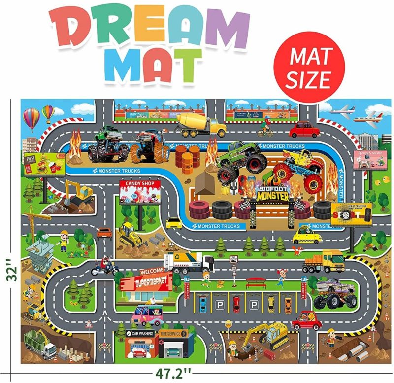 Education & Crafts |  Kids Dream Mat Modern City Toy Activity Playmat, Parent-Child Interaction Game Map Rug, Ideal Children’s Educational Road Traffic City Life Pretend Play 552-C Education & Crafts Blue