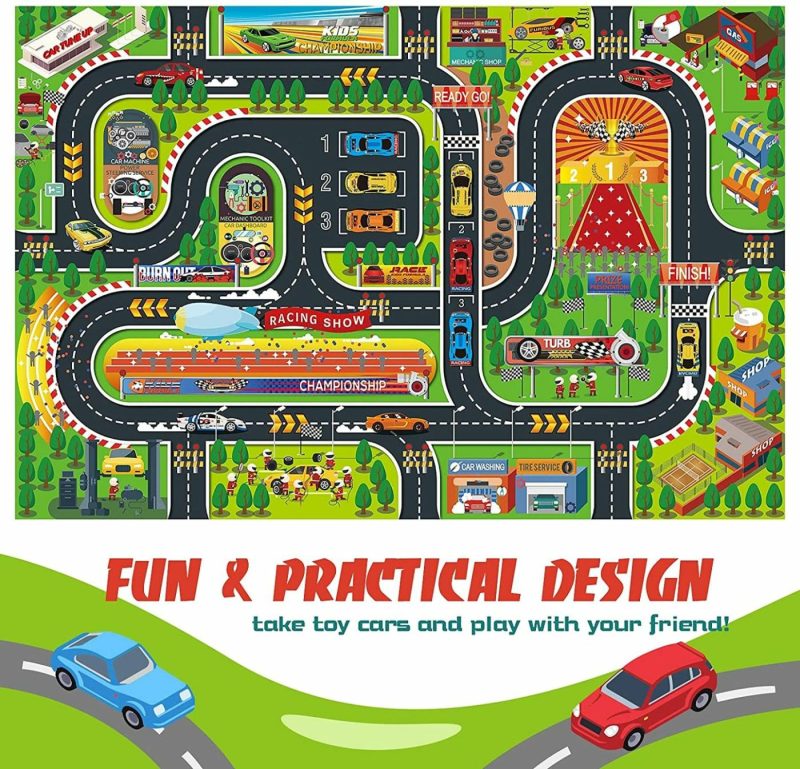 Education & Crafts |  Kids Dream Mat Modern City Toy Activity Playmat, Parent-Child Interaction Game Map Rug, Ideal Children’s Educational Road Traffic City Life Pretend Play 552-C Education & Crafts Blue