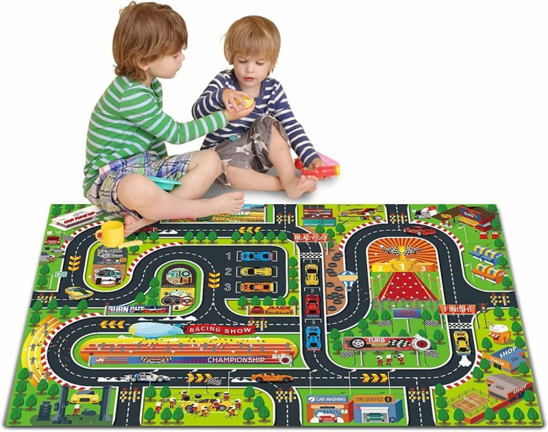 Education & Crafts |  Kids Dream Mat Modern City Toy Activity Playmat, Parent-Child Interaction Game Map Rug, Ideal Children’s Educational Road Traffic City Life Pretend Play 552-C Education & Crafts Blue