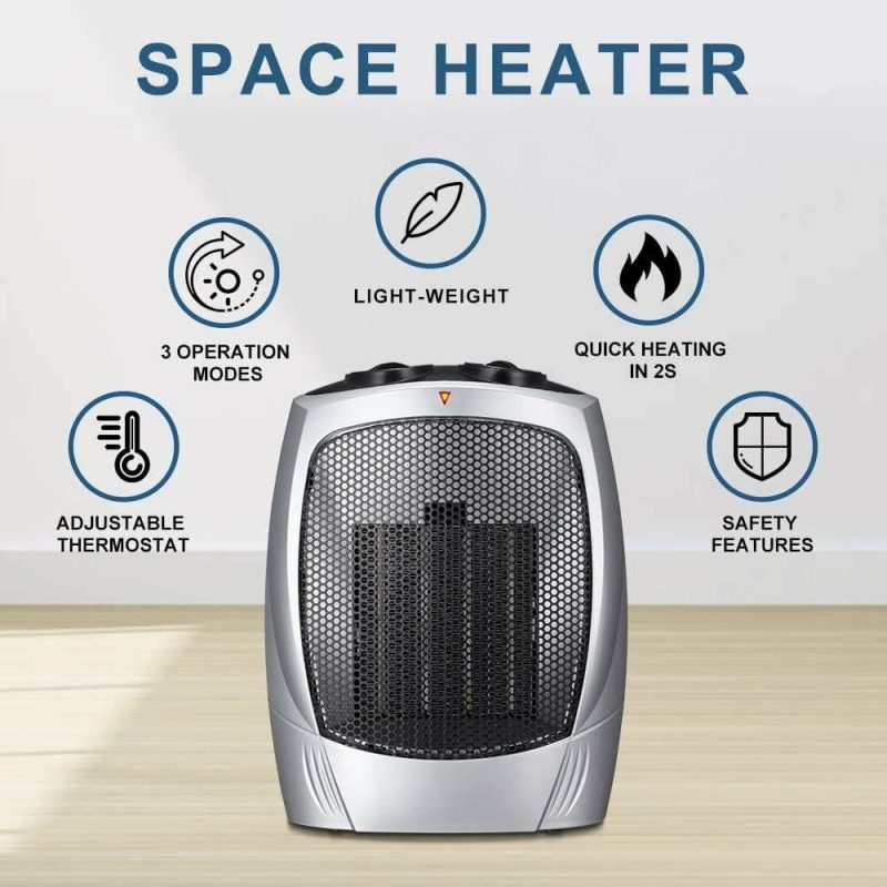 Education & Crafts |  Kismile Small Space Heater Electric Portable Heater Fan For Home And Office Ceramic Fan Heaters With Adjustable Thermostat, 750W/1500W Education & Crafts black