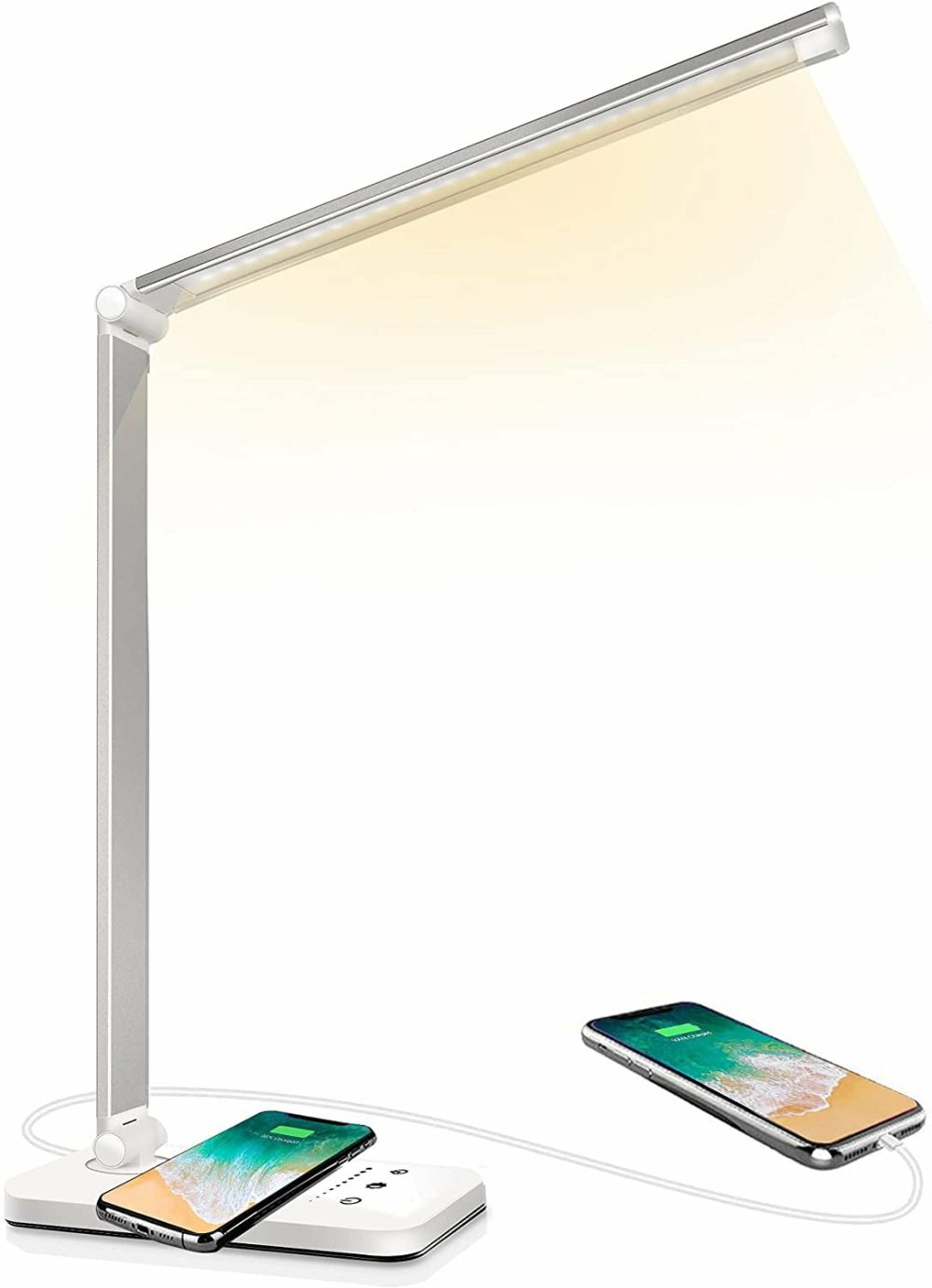 Education & Crafts |  Led Desk Lamp With Wireless Charger, Usb Charging Port, Lighting 10 Brightness Level, 5 Modes, Reading Light For Home, Office , Touch Control, Auto Timer Lamps, Silver Education & Crafts Education & Crafts