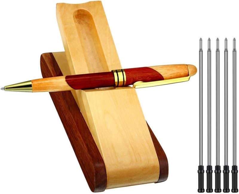 Education & Crafts |  Luxury Wood Ballpoint Pens Personalized Pen Handmade Wooden Pen Writing Pen Business Gift Set For Men With Pen Display Holder Case And 10 Gel Ink Refills For Business Office Wedding Gift Supplies Education & Crafts Education & Crafts