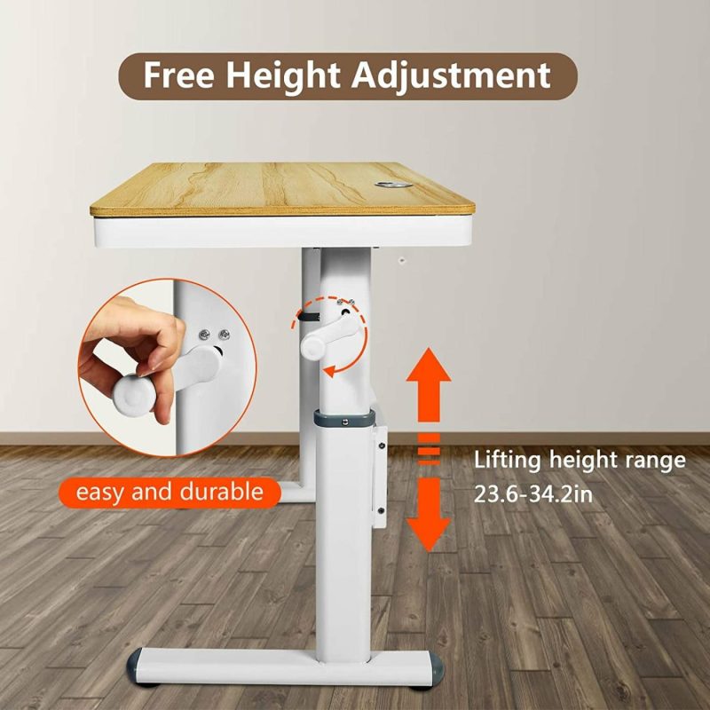 Education & Crafts |  Manual Height Adjustable Small Desk With Drawer And Keyboard Tray, 36X20 Inch, Children Desk, Small Writing Table, Home Office Computer Desk, Students Classroom Desk Education & Crafts Education & Crafts